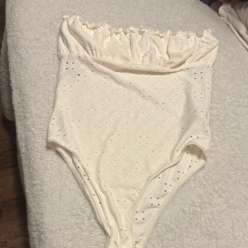 Forever 21 White Eyelet Knit Top